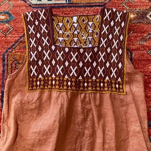 Embroidered linen Mexican midi dress